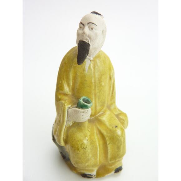 Vintage Antique Mud men Funny Grumpy Drinking Tea - Picture 1 of 5